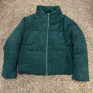 NWOT Staccato green corduroy puffer jacket sz L